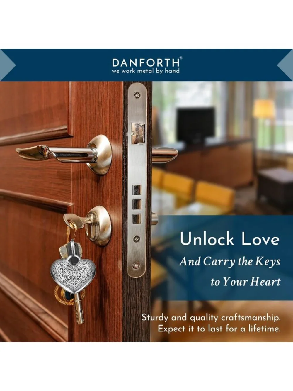 Handcrafted Pewter Heart Keychain | Unique Gift, Stylish Keyring, Made in USA